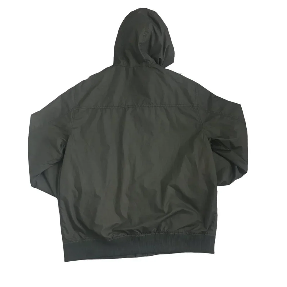 H&M LOGG Hooded Bomber Jacket Coat Green Mens Size Large Drawstring Zip Up - Picture 3 of 8